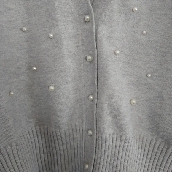 INC V-Neck Cardigan with Pearls Accent - Picture 2 of 7